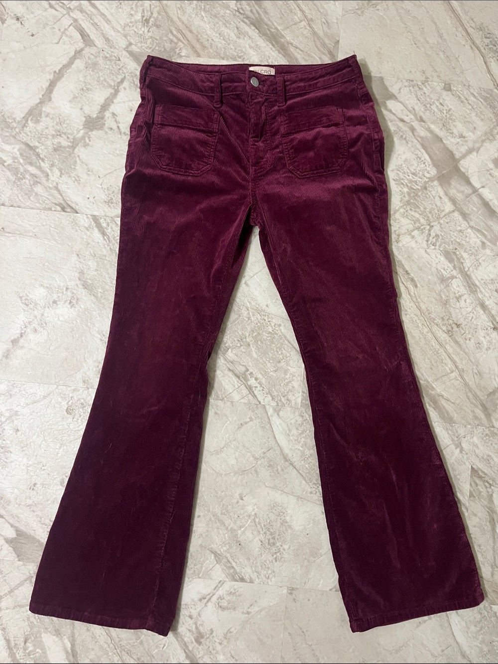 Anthropologie The Icon Corduroy Flare Jeans by Pilcro: Mid-Rise Edition 28P Wine